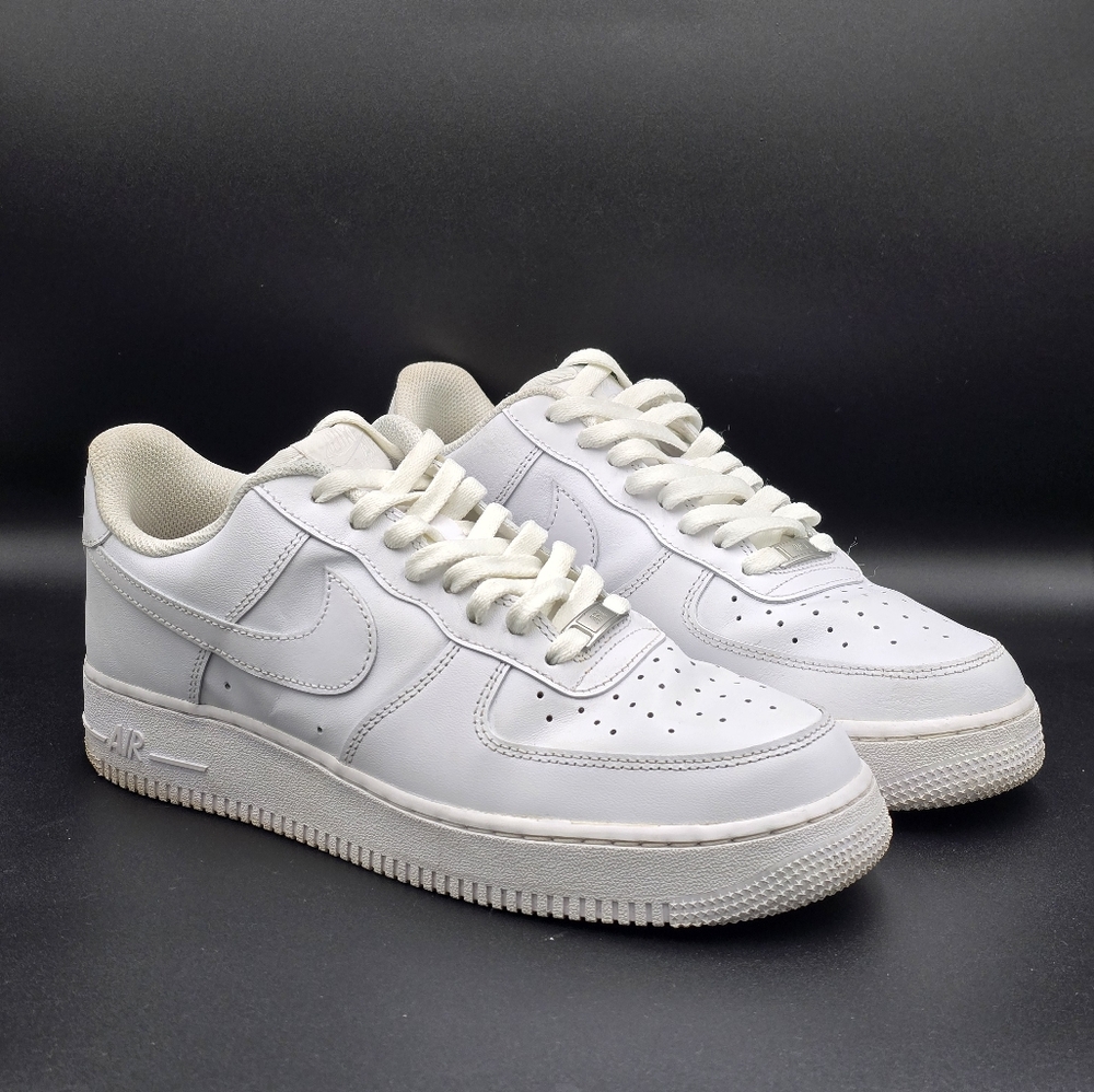 Nike Air Force 1 Low Triple White Sneakers- Men's Size 10.5